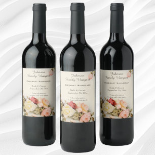 Rótulo De Garrafa De Cerveja Flores de Rosa de Jardim Antiquado do casamento vi