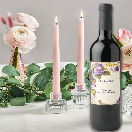 Rótulo De Garrafa De Cerveja Flores de Uvas Púrpuras para Casamento de Vinhas