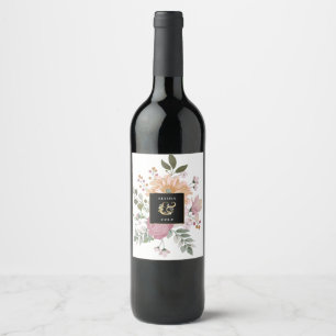 Rótulo De Garrafa De Cerveja Flores de Verão no Casamento Branco