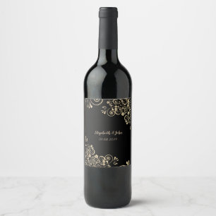 Rótulo De Garrafa De Cerveja Flores Douradas Chiques Elegantes