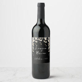 Rótulo De Garrafa De Cerveja Flores Elegantes em Aquarela Preta e Branca
