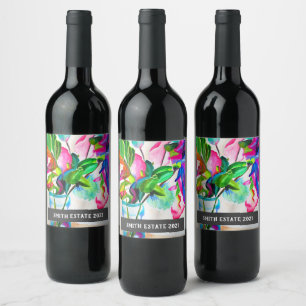 Rótulo De Garrafa De Cerveja Flores em vinagre aquarela rótulo de vinho de art