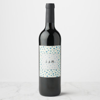 Rótulo De Garrafa De Cerveja Flores minúsculas modernas azuis