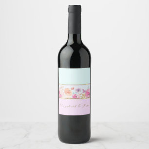 Rótulo De Garrafa De Cerveja Flores modernas da aguarela, listradas -