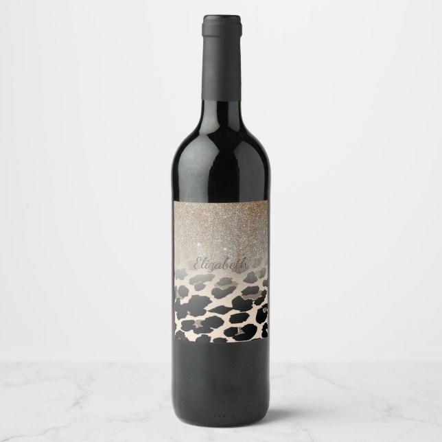Rótulo De Garrafa De Cerveja Flores Modernas Fofas em Impressão de Leopardo-Per (Frente)