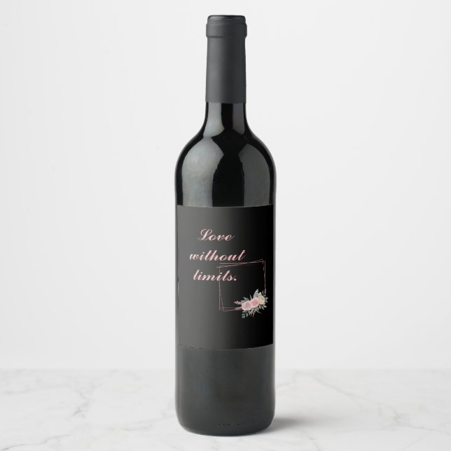 Rótulo De Garrafa De Cerveja Flores Negras Bonitas, Adoro uma citação (Frente)