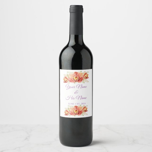 Rótulo De Garrafa De Cerveja Flores Orquídeas Rosa Thunder_Cove (Frente)