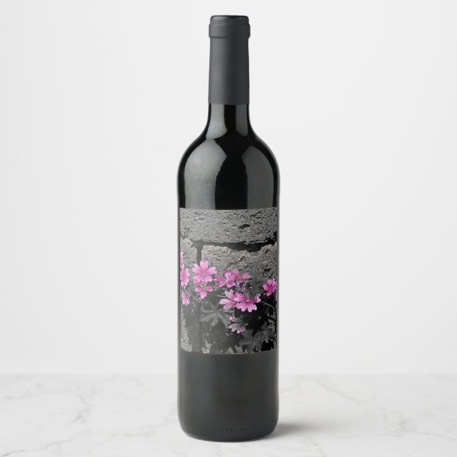 Rótulo De Garrafa De Cerveja Flores roxas (Frente)