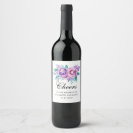 Rótulo De Garrafa De Cerveja Flores roxas e rosadas. Aplausos florais de casame