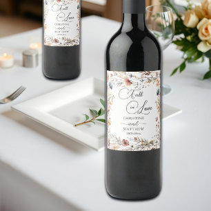 Rótulo De Garrafa De Cerveja Flores Silvestres Caem no Amor Casamento Elegante