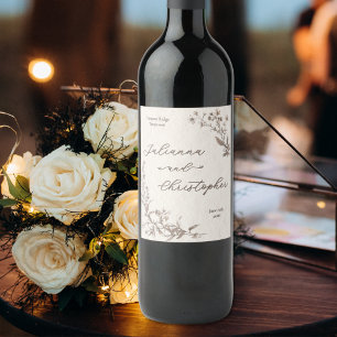 Rótulo De Garrafa De Cerveja Flores Silvestres Rústicas Elegantes Script
