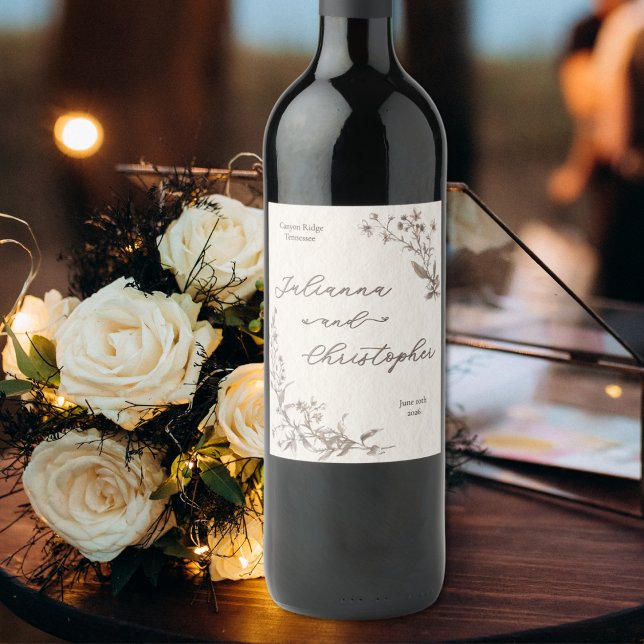 Rótulo De Garrafa De Cerveja Flores Silvestres Rústicas Elegantes Script (Criador carregado)