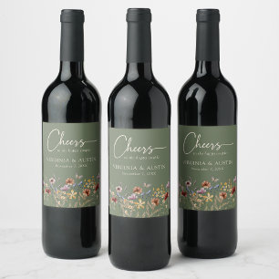 Rótulo De Garrafa De Cerveja Flores Verde Salvia Alegram Casamento