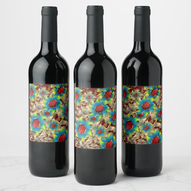 Rótulo De Garrafa De Cerveja Flores virtuais estranhas, pétalas azuladas em ver (Garrafas)