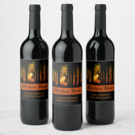 Rótulo De Garrafa De Cerveja Floresta Assombrada de Halloween