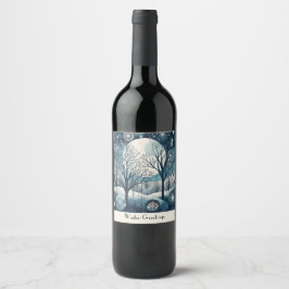 Rótulo De Garrafa De Cerveja Floresta Nórdica Noturna ao Luar Personalizada