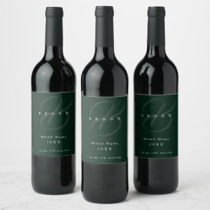 Rótulo De Garrafa De Cerveja Floresta Profunda Verde Minimalista Monograma Eleg