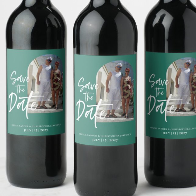 Rótulo De Garrafa De Cerveja Floresta Verde Foto Convite de Salve a Data (Criador carregado)