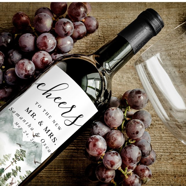 Rótulo De Garrafa De Cerveja Floresta Verde Moderna | Árvores Aquáticas (Criador carregado)