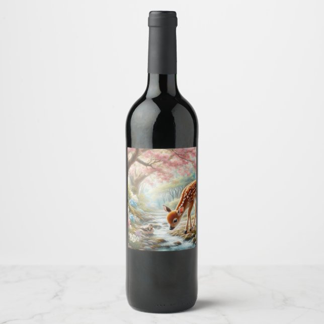 Rótulo De Garrafa De Cerveja Florestas de primavera com pato e fada/veado (Frente)
