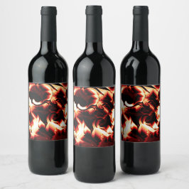 Rótulo De Garrafa De Cerveja Fogo esculpida sobre fundo vermelho mais escuro