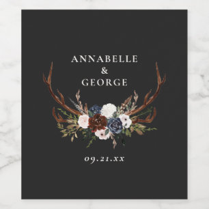 Rótulo De Garrafa De Cerveja Folhagem rústica, festa de casamento floral e est