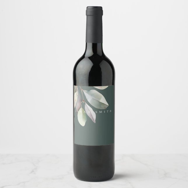 Rótulo De Garrafa De Cerveja  Folhas de eucalipto elegantes  (Frente)