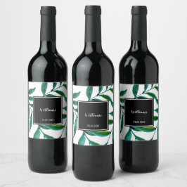 Rótulo De Garrafa De Cerveja Folhas de Milho Verdes Aquarela Pintada à Mão em B