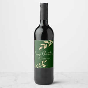Rótulo De Garrafa De Cerveja Folhas do ouro do Natal no feriado Forest Green