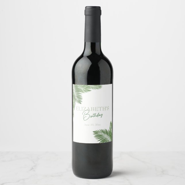 Rótulo De Garrafa De Cerveja Folhas Tropicais  (Frente)