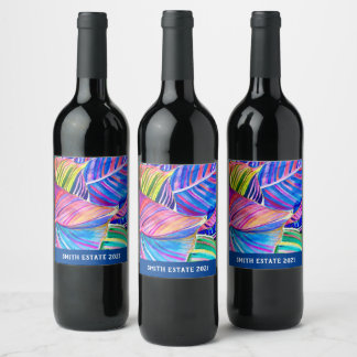 Rótulo De Garrafa De Cerveja Folhas tropicais de canas aquáticas