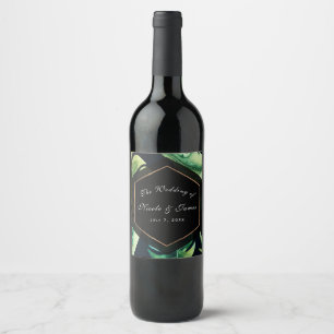 Rótulo De Garrafa De Cerveja Folhas Tropicais Preto Verde Dourado Vinho Persona