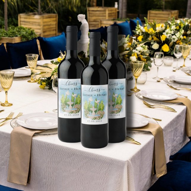 Rótulo De Garrafa De Cerveja Fonte de Cheers | flores pombas Casamento Luxo (Criador carregado)