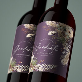 Rótulo De Garrafa De Cerveja Formando a favor do pampas eucalyptus floral roxo