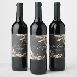Rótulo De Garrafa De Cerveja Formando favorito pampas eucalyptus floral preto