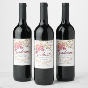 Rótulo De Garrafa De Cerveja Formando Floral Rosa Dourado com Brilho