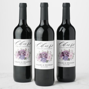 Rótulo De Garrafa De Cerveja Formas de Casamento Floral Moody Blooms Roxo Dusty