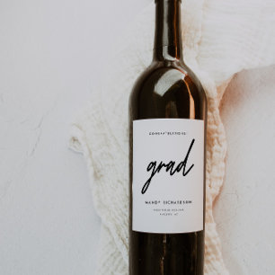 Rótulo De Garrafa De Cerveja Formatura Minimalista Preta e Branca em Script