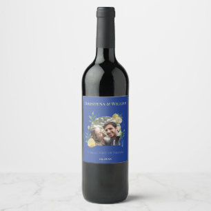Rótulo De Garrafa De Cerveja Foto Casamento Flor de Limão Azul Enfeitiçado