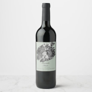 Rótulo De Garrafa De Cerveja Foto com Pincelada Moderna Casamento Verde Sage