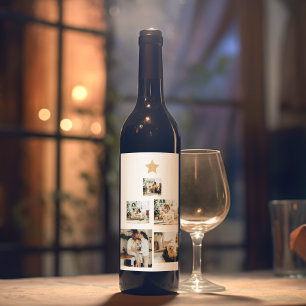 Rótulo De Garrafa De Cerveja Foto da Árvore de Natal da Família Moderna com E