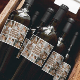 Rótulo De Garrafa De Cerveja Foto da família Collage | Agradecido, Abençoado