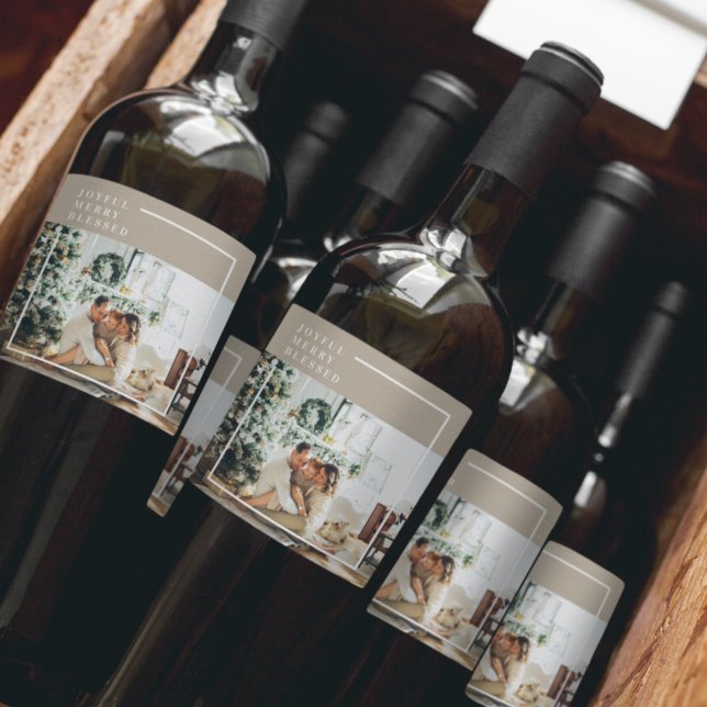 Rótulo De Garrafa De Cerveja Foto da família moderna | Feliz alegre abençoada (Criador carregado)