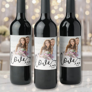 Rótulo De Garrafa De Cerveja Foto de Casal com Letra Elegante de Amor