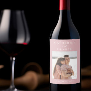 Rótulo De Garrafa De Cerveja Foto de casal personalizada de casamento rosa poei