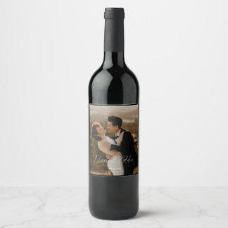 Rótulo De Garrafa De Cerveja Foto de casamento elegante com roteiro personaliza