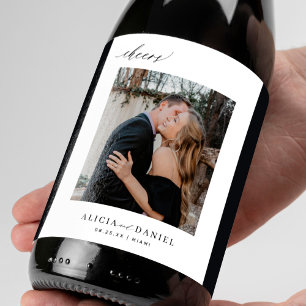 Rótulo De Garrafa De Cerveja Foto de casamento minimalista simples