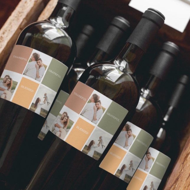 Rótulo De Garrafa De Cerveja Foto de Colagem da Família | Agradecido Grateful (Criador carregado)