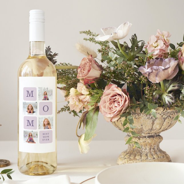 Rótulo De Garrafa De Cerveja Foto de Colagem Moderna Melhor Mãe, Presente Roxo (Criador carregado)