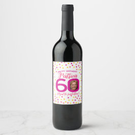 Rótulo De Garrafa De Cerveja Foto de confetti cor-de-rosa cor-de-60 anos